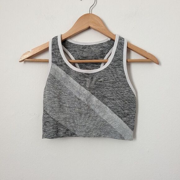 LNDR grey silver stripe Comet Sparkle sports bra leggings matching set - Picture 2 of 8